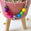 Rainbow beads with rainbow leopard print beads - Bracken