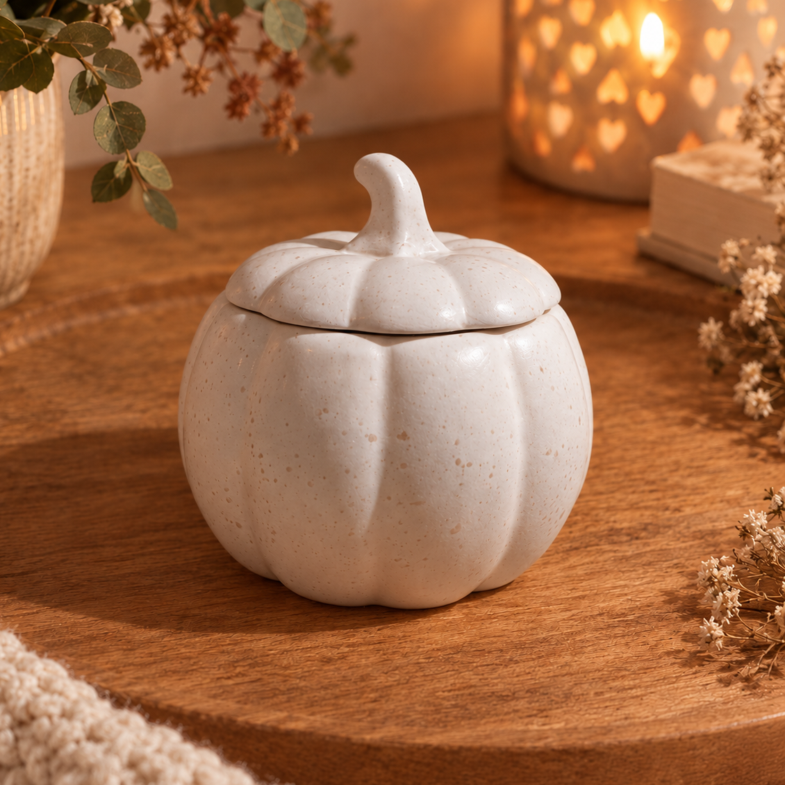 Scented KeraSoy Pumpkin Ceramic Candle - Image 2